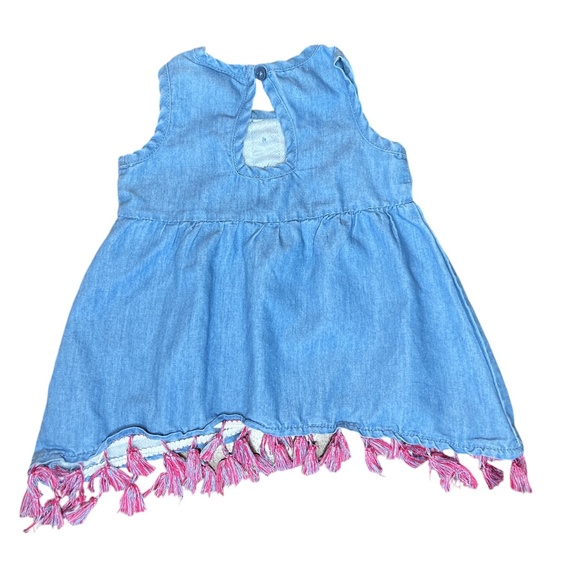 Juicy Couture Baby/Kids Boho Chambray Dress w Emroidery & Hem Tassels 12M - Picture 2 of 5
